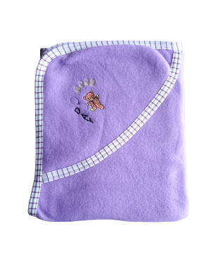 Baby woollen blanket For Infants with hood purple